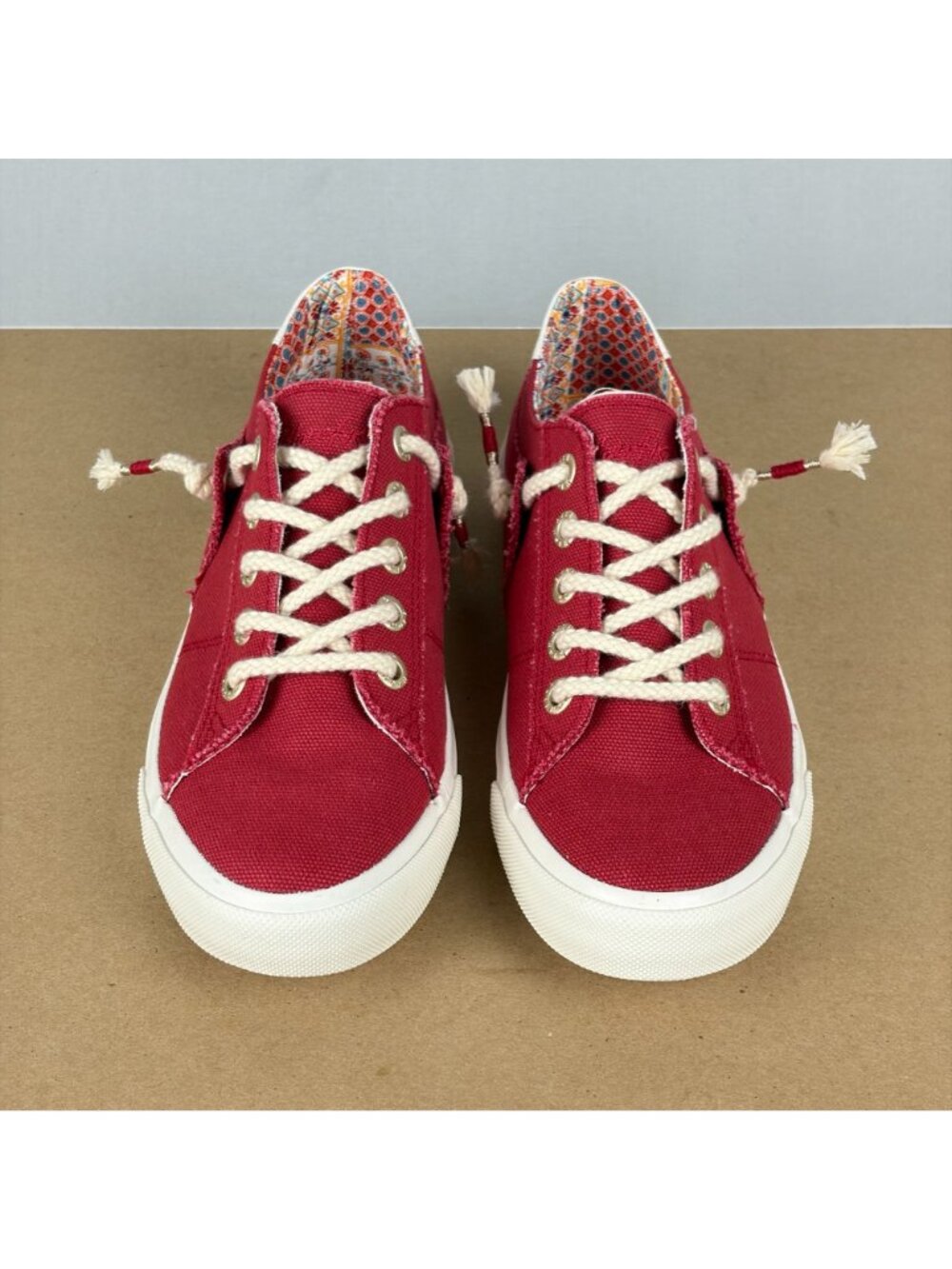 Blowfish Malibu Martina Canvas Sneakers Womens 8.5 Red White Lace Up Casual - Picture 2 of 10